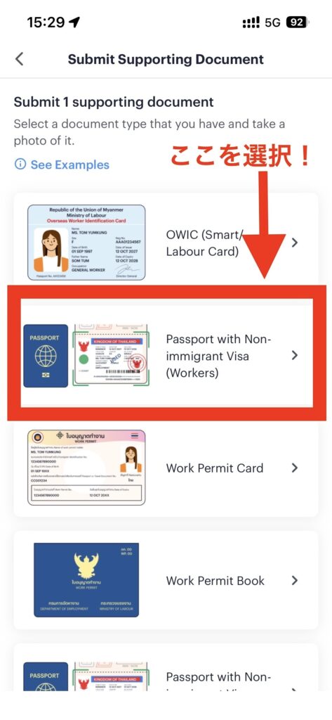 画面上はNon-immigrant visaを選択が示されているScreenshot