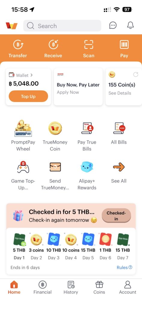 true moneyアプリ画面