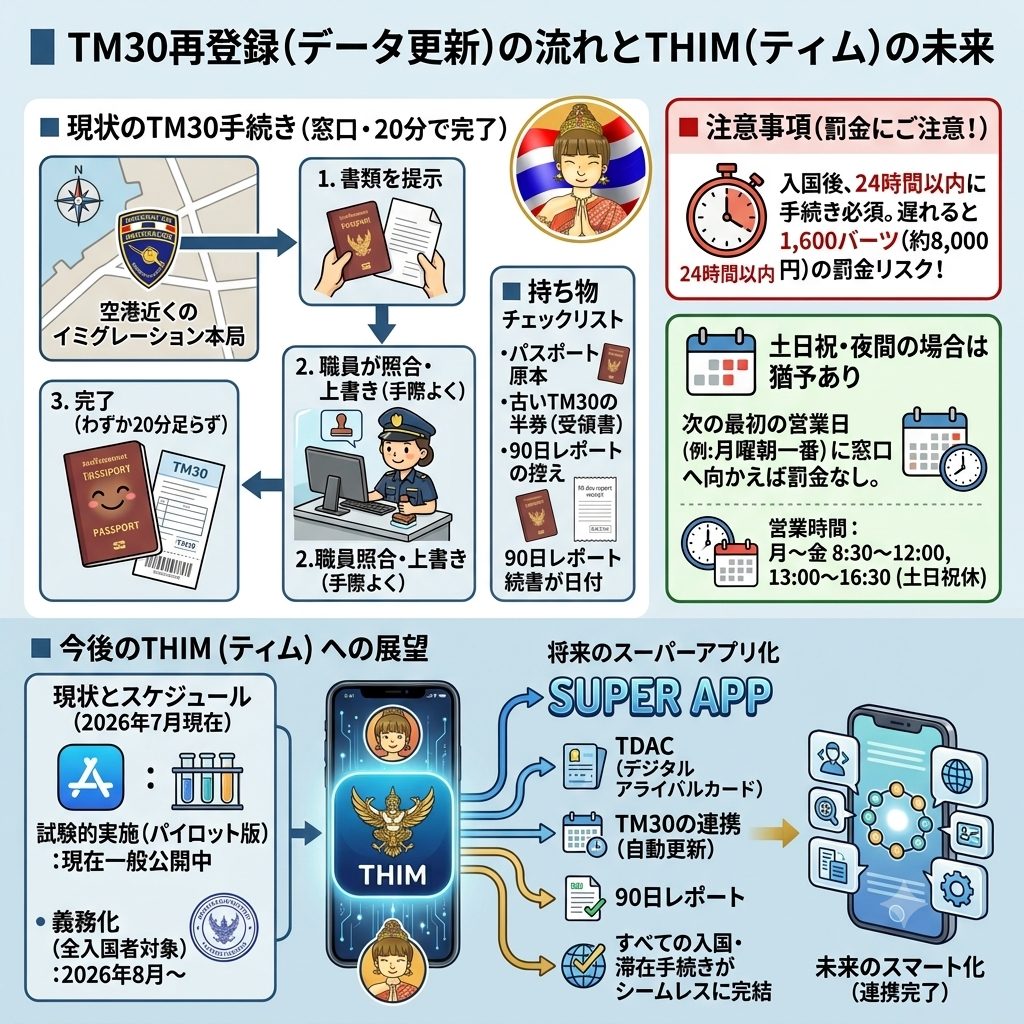 TM30の再登録の流れとTHIM(ティム)の展望を解説した図