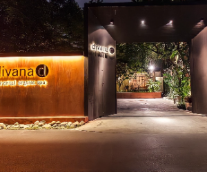 ディバナ ディバイン スパ (divana Divine Spa)のイメージ写真、夜に撮影された店舗の入り口