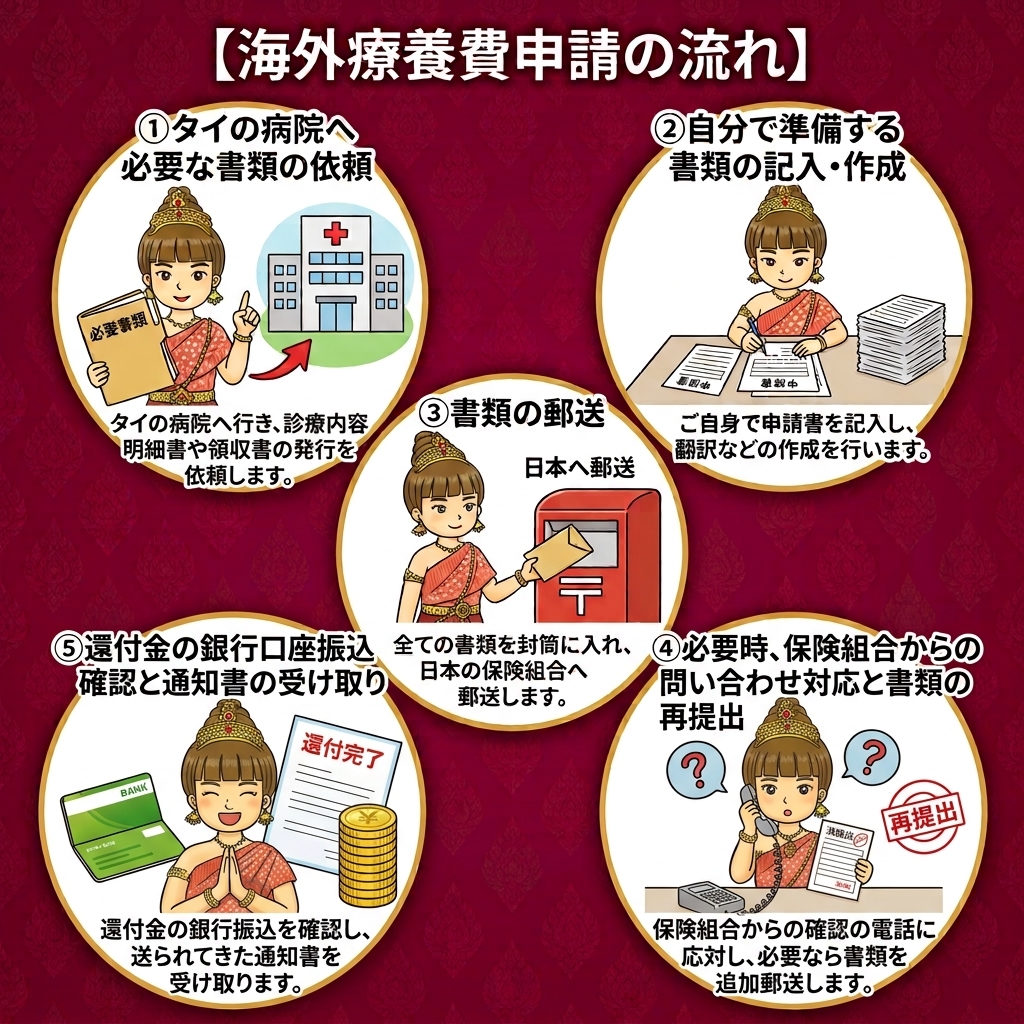 海外療養費申請の流れを解説した画像