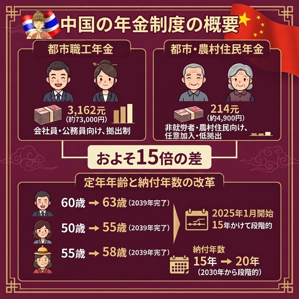 中国の年金制度の概要図