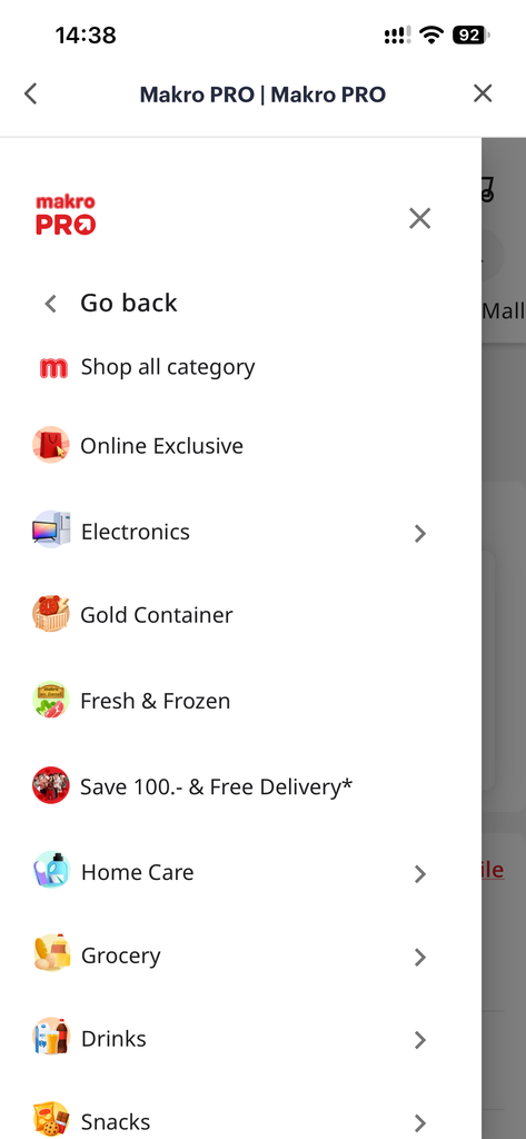 Makro ProアプリのScreenshot、商品選択方法の説明