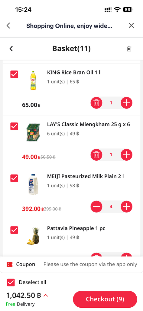 Makro ProアプリのScreenshot、お届け日時の変更や割引について説明